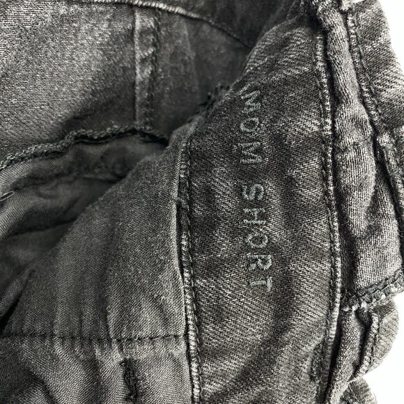 American Eagle Denim Paper Bag Mom Shorts Women size 0 Black Tie Waist Stretch - Picture 7 of 10